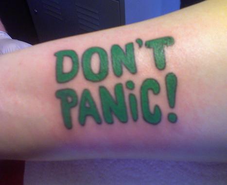 hitchhikers dont panic. hitchhikers guide to the